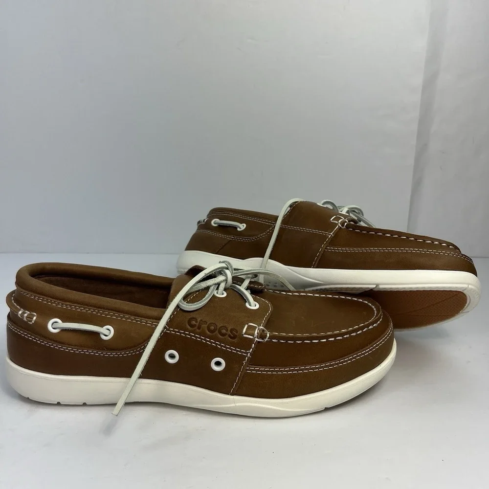 Crocs Harborline Boat Deck Driving Shoes Hazelnut Men's Size 11